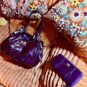 Coach Deep Purple Leather Shoulder Bag